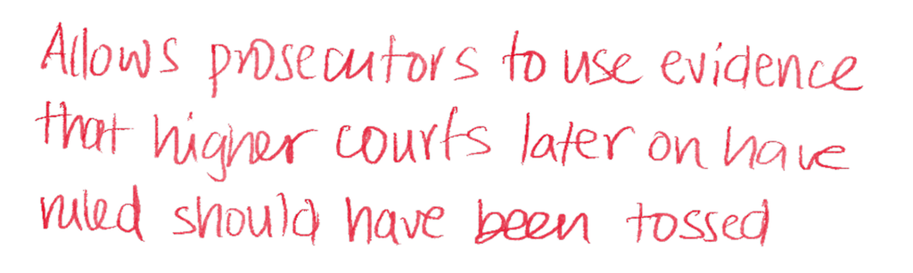  Allows prosecutors to use evidence that higher courts later on have ruled should have been tossed