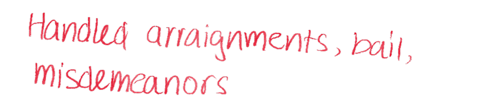  Handled arraignments, bail, misdemeanors